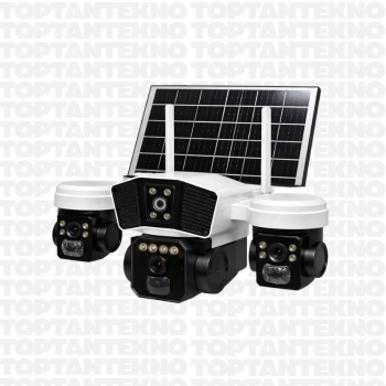 O-KAM 3936 4G 9MP Üç Lens Ultra HD PTZ Solar Akıllı Güvenlik Kamerası