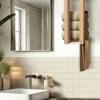 Ahşap Duvar Rafı/ Banyo Rafı/ Havluluk