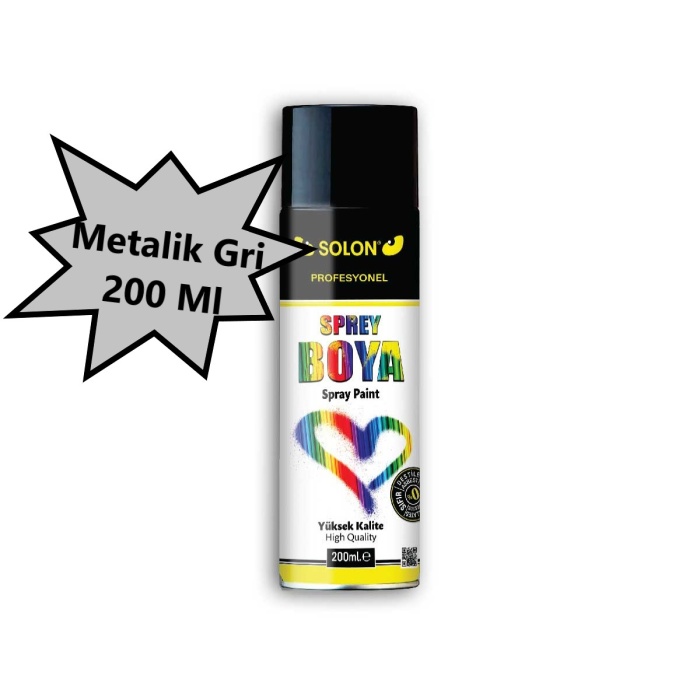 5 Adet Metalik Gri Sprey Boya 200 Ml