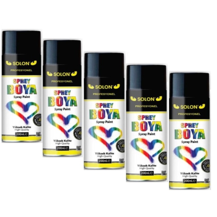 5 Adet Metalik Gri Sprey Boya 200 Ml
