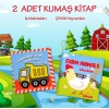 2 Kitap  İngilizce İş Makinaları ve Çiftlik Hayvanları Kumaş Sessiz Kitap