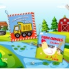 2 Kitap  İngilizce İş Makinaları ve Çiftlik Hayvanları Kumaş Sessiz Kitap