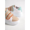 Lisinya948  Bağcıksız Cırt Cırtlı Ortopedik Taban Kadın Sneaker Ayakkabı BT Beyaz/Ten
