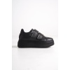Lisinya948  Bağcıksız Cırt Cırtlı Ortopedik Taban Kadın Sneaker Ayakkabı ST Siyah