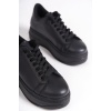 Lisinya948  Bağcıklı Ortopedik Taban Kadın Sneaker Ayakkabı ST Siyah