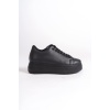 Lisinya948  Bağcıklı Ortopedik Taban Kadın Sneaker Ayakkabı ST Siyah