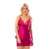 Fuşya Saten Babydoll Şortlu Takım