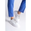 Lisinya948  Bağcıklı Ortopedik Taban Taşlı Kadın Sneaker Ayakkabı BT Beyaz
