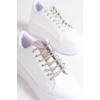 Lisinya948  Bağcıklı Ortopedik Taban Taşlı Kadın Sneaker Ayakkabı BT Beyaz