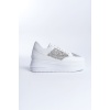 Lisinya948  Bağcıklı Ortopedik Taban Simli Kadın Sneaker Ayakkabı BT Beyaz