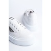 Lisinya948  Bağcıklı Ortopedik Taban Desenli Kadın Sneaker Ayakkabı BT Beyaz