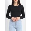 Kaşkorse Bisiklet Yaka Crop Body Siyah