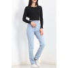 Kaşkorse Bisiklet Yaka Crop Body Siyah