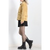 Düğmeli Peluş Ceket Camel