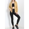Fermuarlı Peluş Ceket Camel