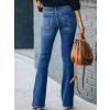 Kadın Yüksek Bel önden Düğmeli Cep Detay Ispanyol Paça Denim Pantolon