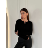 Cıt Cıt Detaylı Uzun Kollu Crop - Siyah