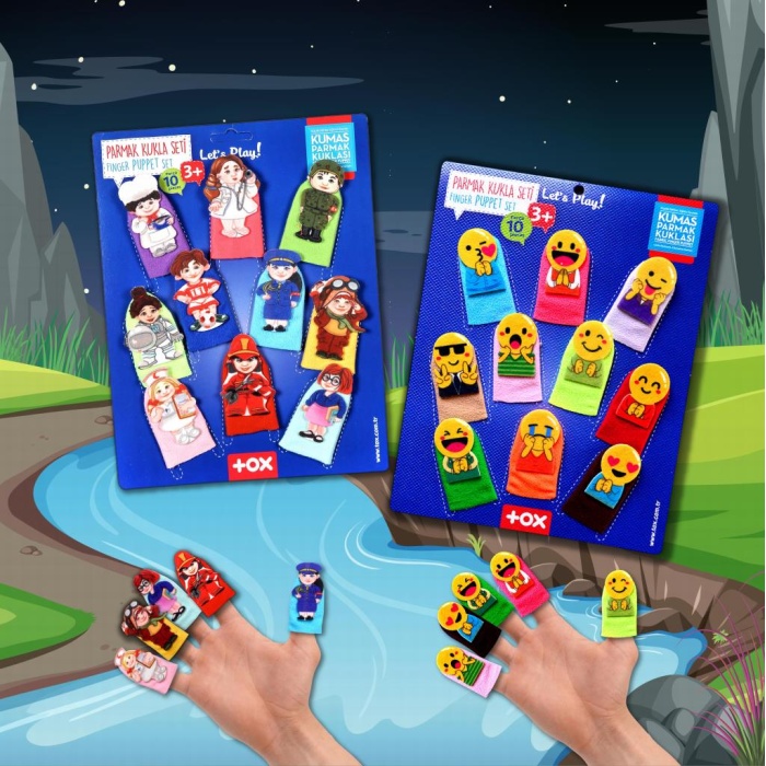2 Set - 20 Parça  Emojiler ve Meslekler Parmak Kukla
