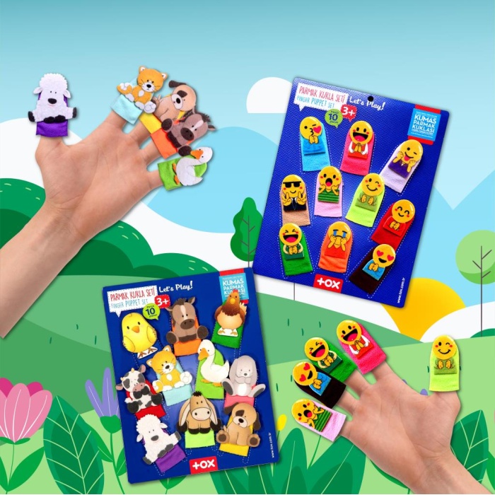 2 Set - 20 Parça  Emojiler ve Evcil Hayvanlar Parmak Kukla