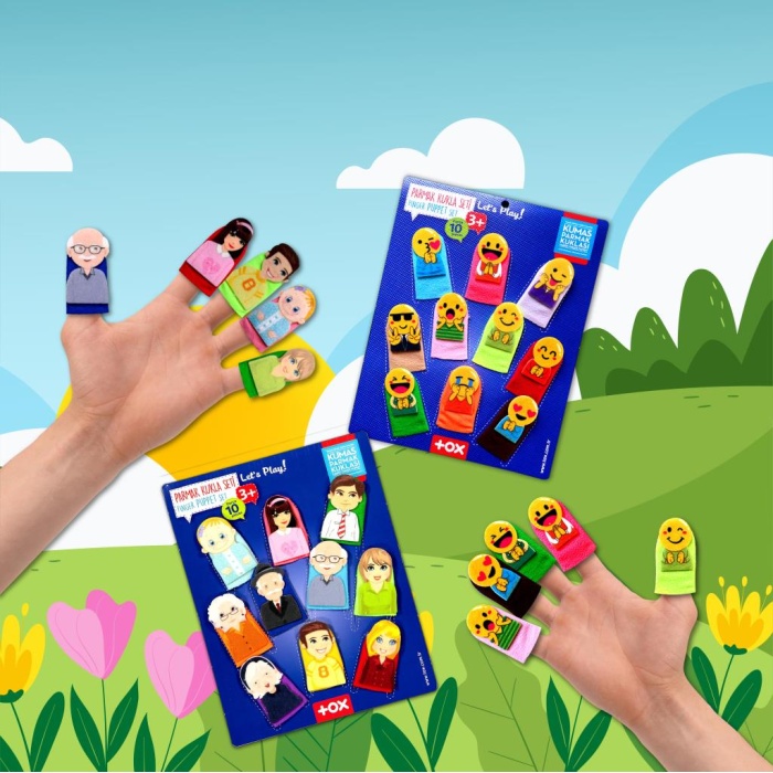 2 Set - 20 Parça  Emojiler ve Aile Bireyleri Parmak Kukla