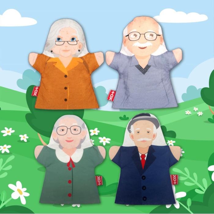 4 Parça  Aile Büyükleri El Kukla Set , Eğitici Oyuncak