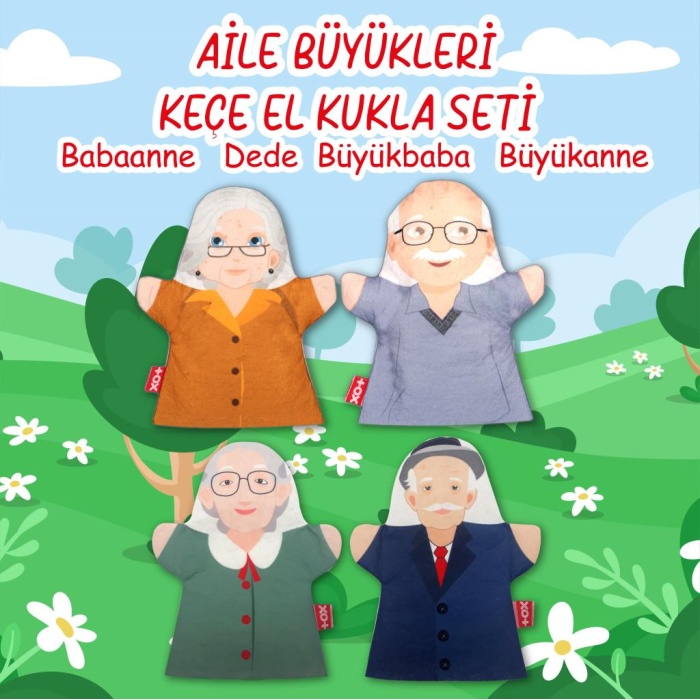 4 Parça  Aile Büyükleri El Kukla Set , Eğitici Oyuncak