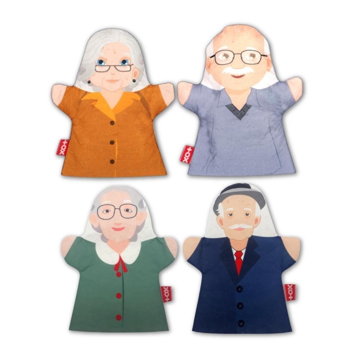 4 Parça  Aile Büyükleri El Kukla Set , Eğitici Oyuncak