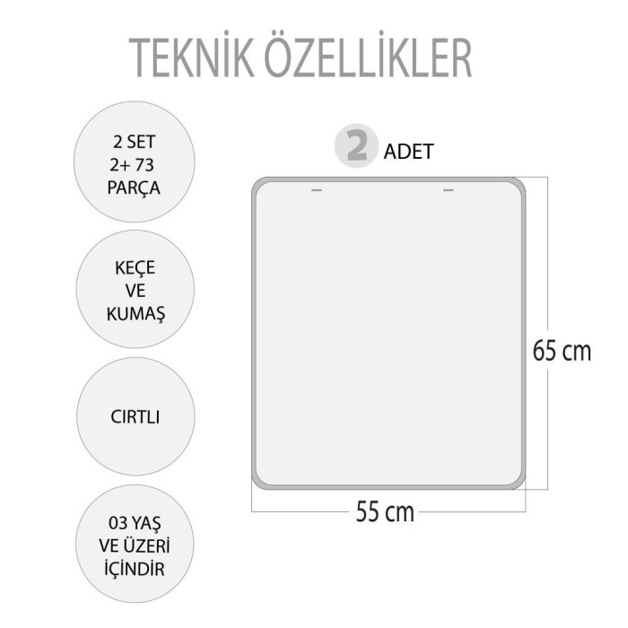2 Set - 73 Parça  Takvimi ve Renkleri Öğreniyorum  Keçe Cırtlı Duvar Panoları , Eğitici Oyuncak