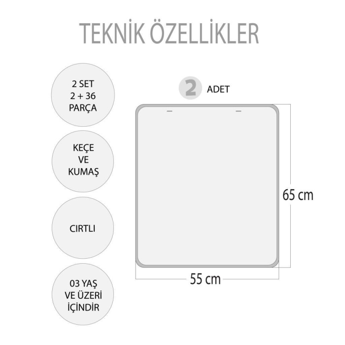 2 Set - 36 Parça  Mevsimler ve Taşıtları Öğreniyorum Keçe Cırtlı Duvar Panoları , Eğitici Oyuncak