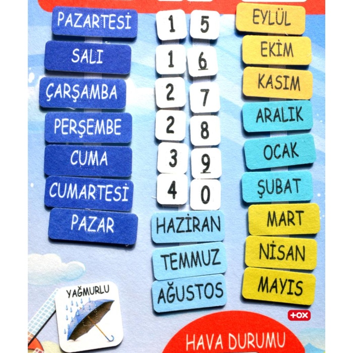 3 Set -106 Parça  İç Organlar , İskelet  Sistemi ve Takvimi Öğreniyorum Keçe Cırtlı Duvar Panoları , Eğitici Oyuncak