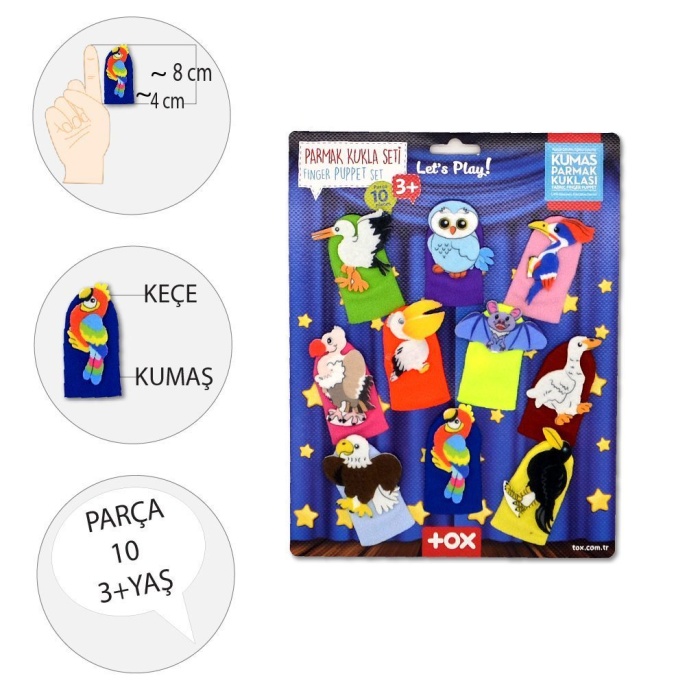 Uçan Hayvanlar 10 Parça Parmak Kukla Set