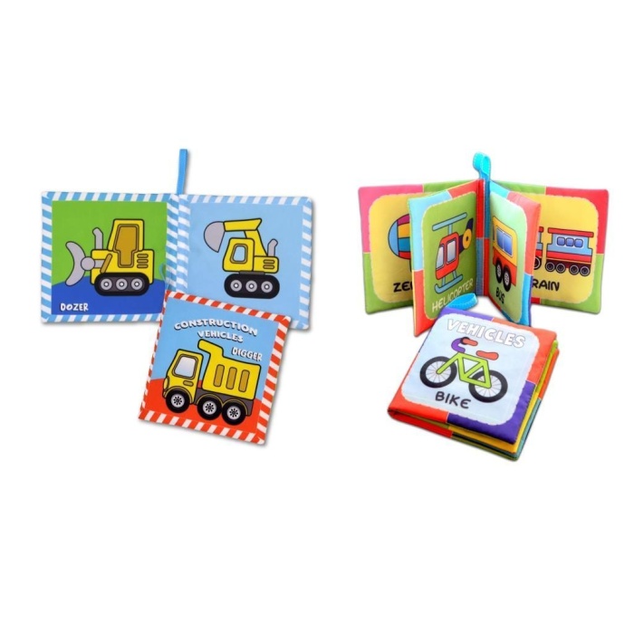 2 Kitap  İngilizce İş Makinaları ve Taşıtlar Kumaş Sessiz Kitap