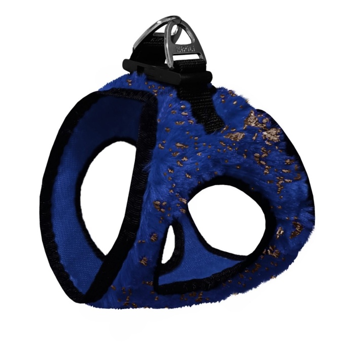 Üç Kilitli Simli Peluş Kedi Köpek Göğüs Tasması 20-24 cm XXX-Small Lacivert