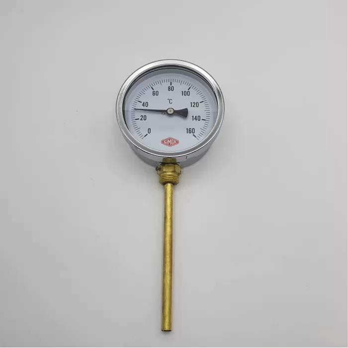Ø 100 - 0 - 160°C 1/2 15 CM ALTTAN ÇIKIŞLI TERMOMETRE (Lisinya)