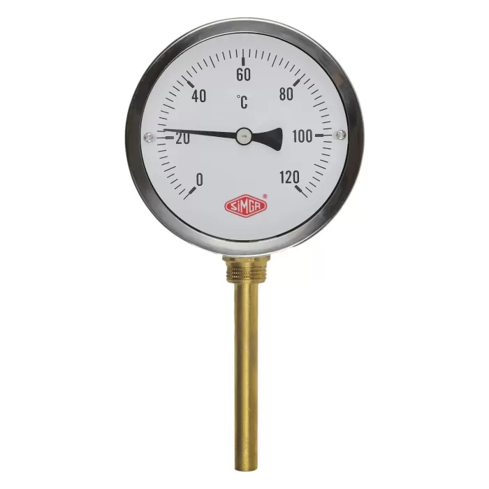 Ø 100 - 0 - 160°C 1/2 15 CM ALTTAN ÇIKIŞLI TERMOMETRE (Lisinya)