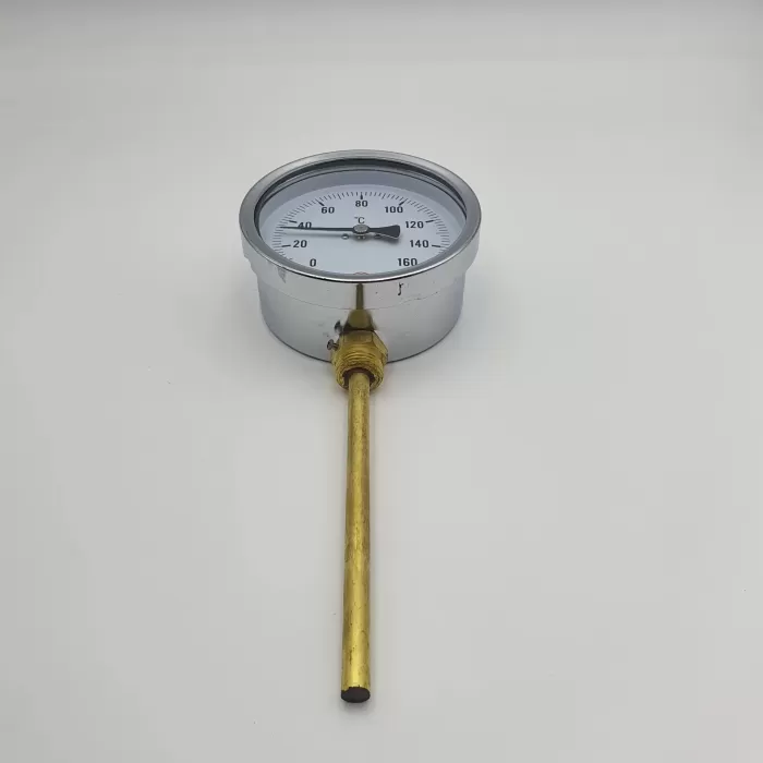 Ø 100 - 0 - 160°C 1/2 15 CM ALTTAN ÇIKIŞLI TERMOMETRE (Lisinya)