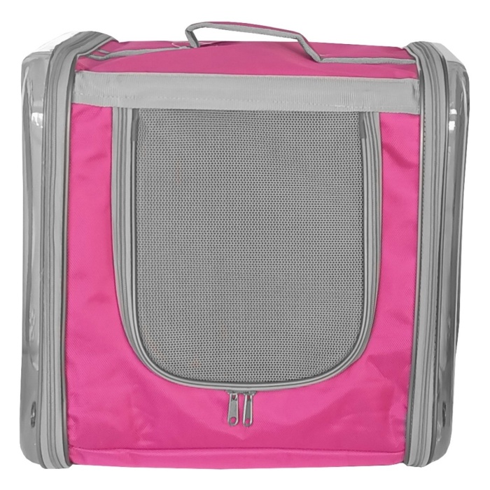 Çift Cam Kedi Köpek Taşıma Çantası 32x40x42 cm Pembe