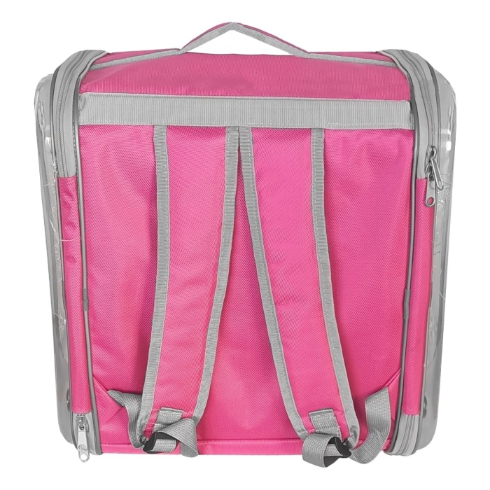 Çift Cam Kedi Köpek Taşıma Çantası 32x40x42 cm Pembe