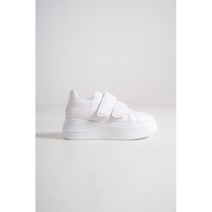 Lisinya948  Bağcıksız Cırt Cırtlı Ortopedik Taban Kadın Sneaker Ayakkabı BT Beyaz