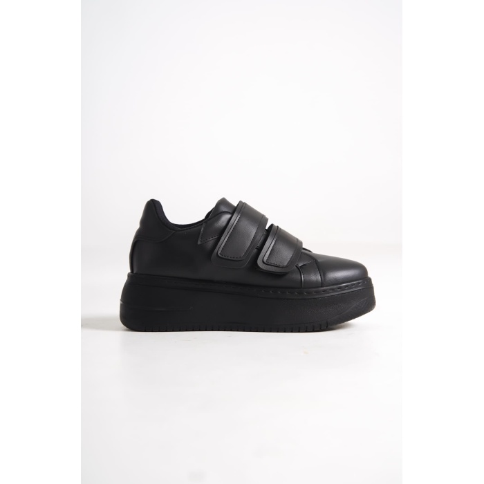 Lisinya948  Bağcıksız Cırt Cırtlı Ortopedik Taban Kadın Sneaker Ayakkabı ST Siyah