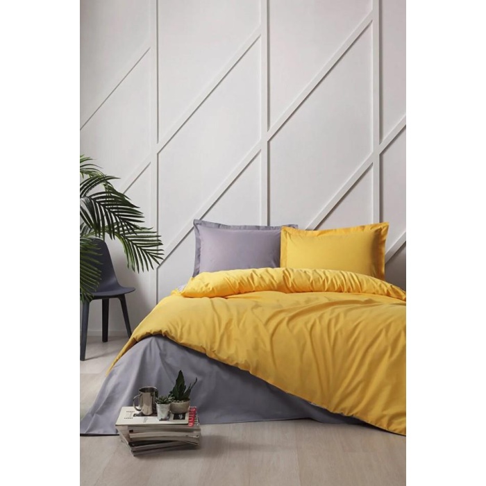 Özdilek Tek Kişilik Ranforce Nevresim Takımı Colormix Gold Antrasit