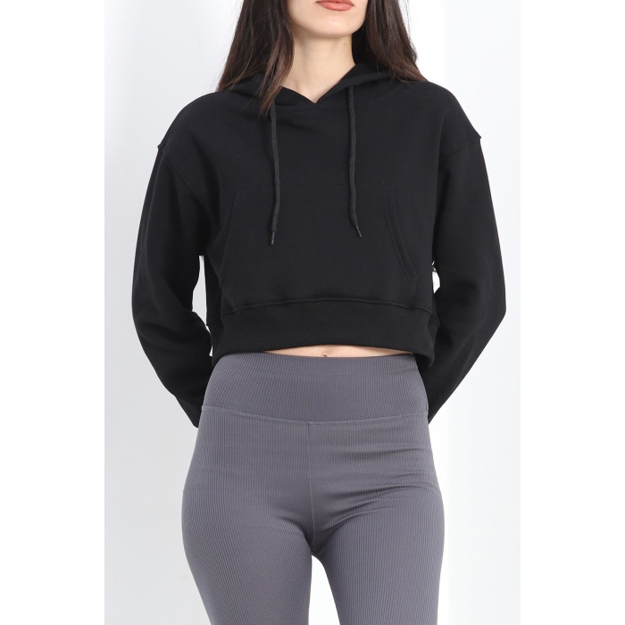 3 İplik Kapşonlu Sweat Siyah