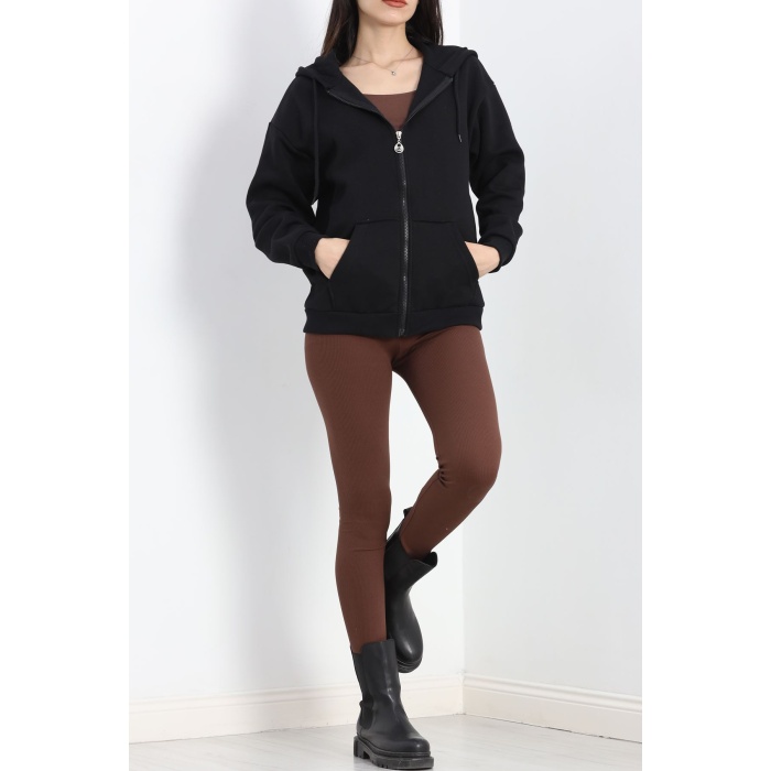 Fermuarlı Sweat Siyah