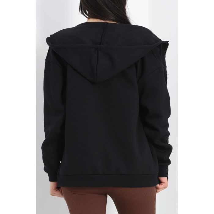 Fermuarlı Sweat Siyah