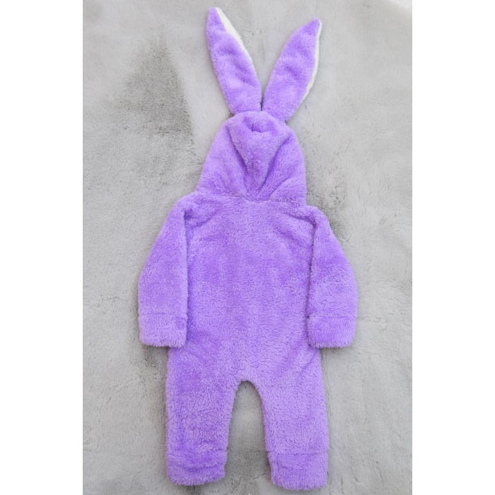 1-3 Yaş Tavşan Kulaklı Peluş Tulum Lila