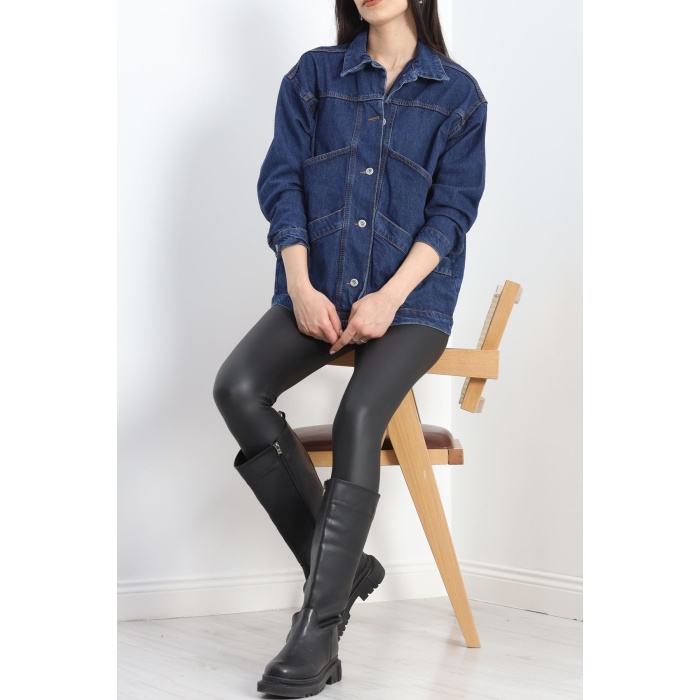 Oversize Kot Ceket Mavi1
