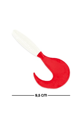 Silikon Kurt Sahte Yem - 95mm - Kırmızı/Beyaz - Yumy (460-O-18095)