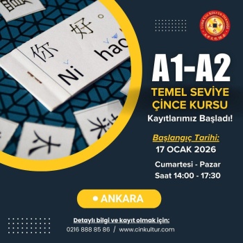 A1 VE A2 ÖRGÜN (Yüz Yüze) TEMEL SEVİYE ÇİNCE EĞİTİMLERİ (ANKARA) 120 DERS HAFTASONU