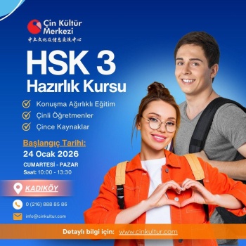 HSK3  SINAVI YÜZ YÜZE HAZIRLIK KURSU KADIKÖY, 120 DERS , HAFTASONU
