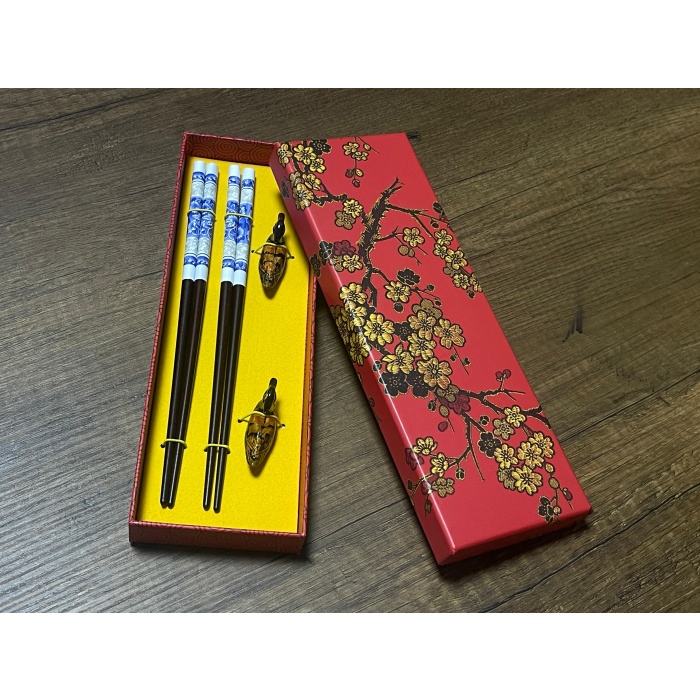 Desenli Özel Kutulu 2li Chopsticks Yemek Çubuğu